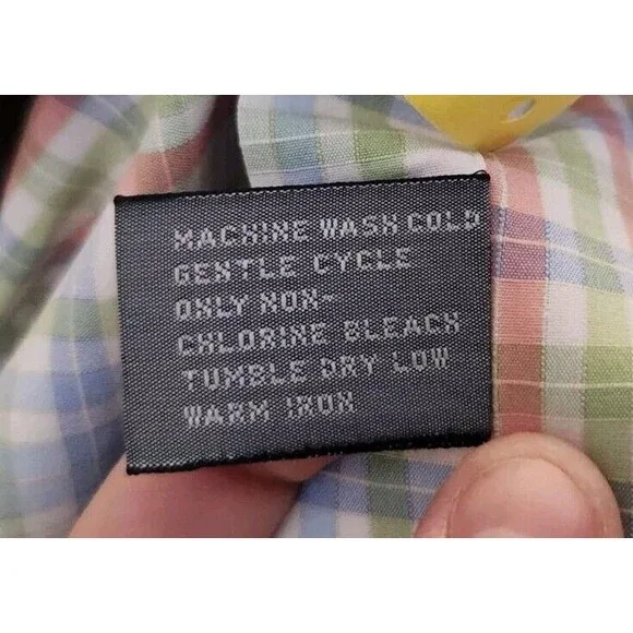 Talbots Mens Dress Shirt Sz L Long Sleeve Button Up Blue Red Green Plaid - Picture 9 of 9